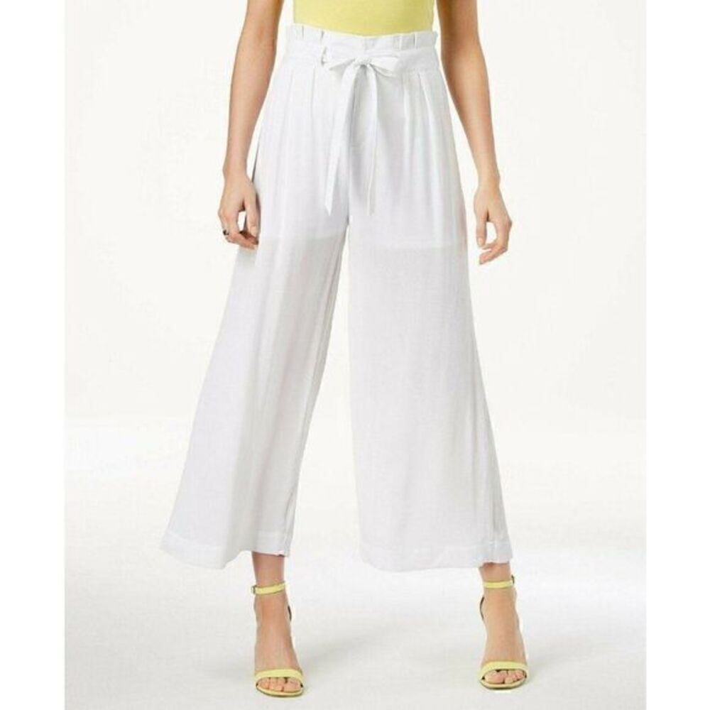 XOXO NEW White Sash Cropped Wide-Leg Pants XS